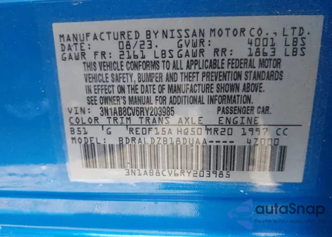 2024 Nissan Sentra Sv Xtronic Cvt from USA, damaged, VIN 3N1AB8CV6RY203985